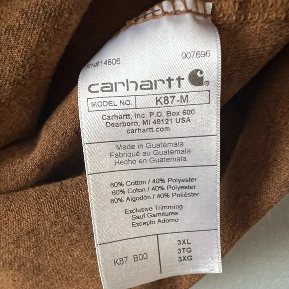 Carhartt Loose Fit Heavyweight Short-Sleeve Pocket T-Shirt  3XL Walnut Brown EUC - Picture 4 of 9